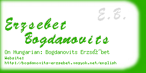 erzsebet bogdanovits business card